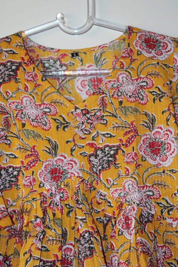 Elegant Cotton Katha Yellow Top: A Wardrobe Essential - Image 2