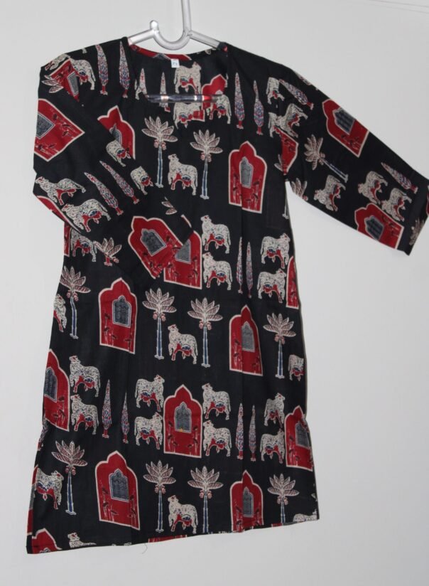Elegant Yellow Printed Cotton Short Kurti