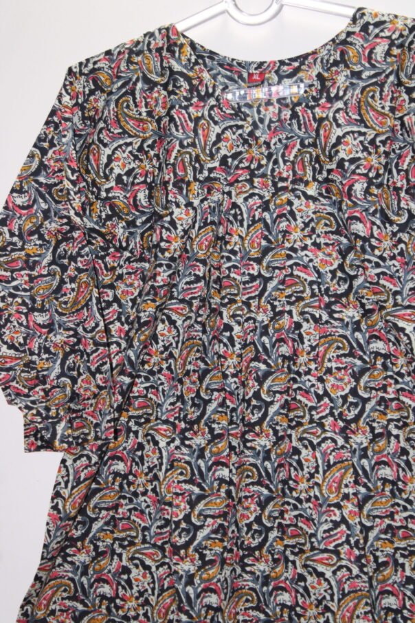 Black Printed Alia Cut Top